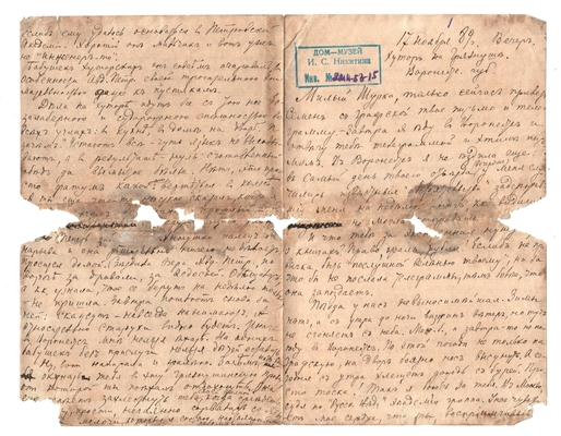 Письмо Марии Васильевны Эртель (урожденной Огарковой) к Александру Ивановичу Эртель 17.11.1889 г