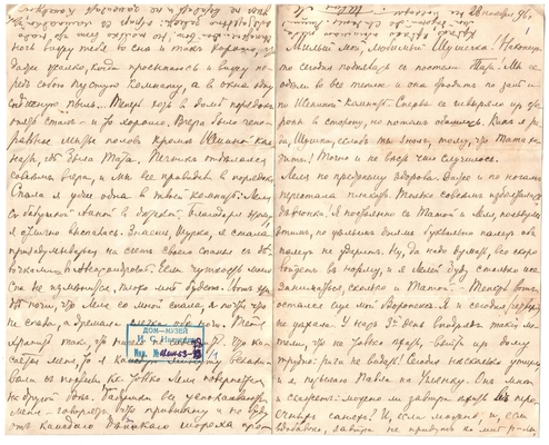 Письмо Марии Васильевны Эртель (урожденной Огарковой) к Александру Ивановичу Эртель 28.11.1896 г