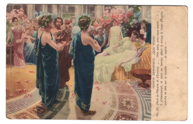 Открытка польского производства: иллюстрация к роману "Камо грядеши" Г. Сенкевича