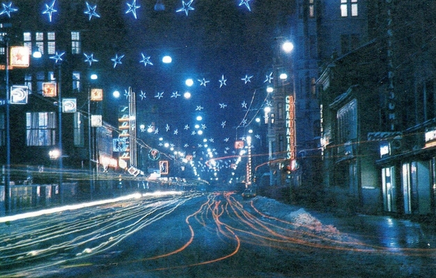 Открытка "Латвийская ССР. Рига. Улица Ленина", на латышском, русском, английском и немецком языках