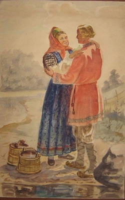 Рисунок к IX главе поэмы И.С. Никитина "Кулак". Картина