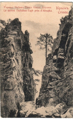 Открытка: Крым, ущелье Чабан-Таш близ Алупки.