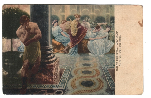 Открытка польского производства: иллюстрация к роману "Камо грядеши" Г. Сенкевича