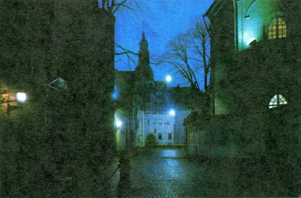 Открытка "Латвийская ССР. Рига. Улица Вестурес", на латышском, русском, английском и немецком языках