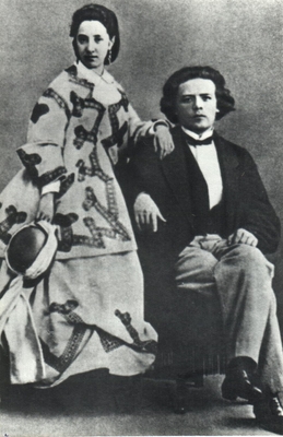 Открытка: А.Г. Рубинштейн с женой В.А. Рубинштейн. 1865 год.