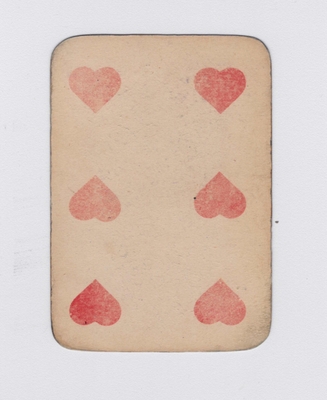 Карта игральная - червовая шестерка. Из набора карт игральных