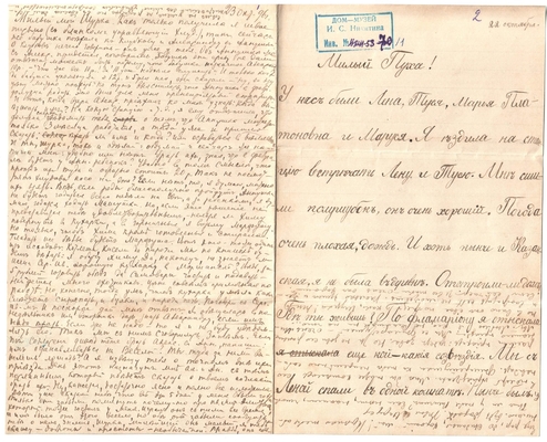 Письмо Марии Васильевны Эртель (урожденной Огарковой) к Александру Ивановичу Эртель 22-23.10.1896 г